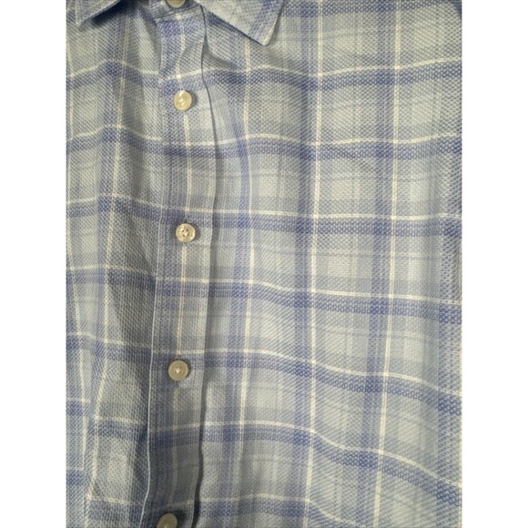 UNTUCKit Shirt Mens Medium Blue Button Up Plaid Textured Pinord Long Sleeve - Picture 6 of 10